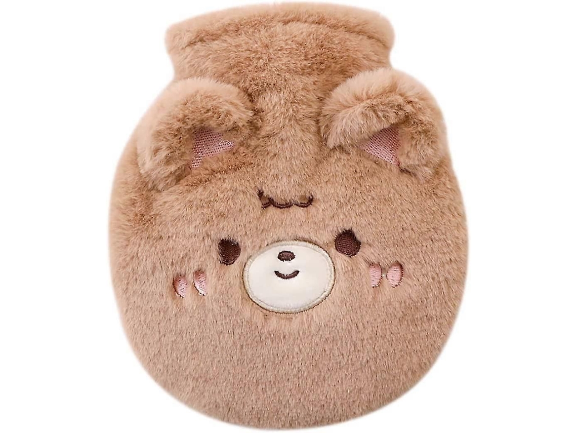 Bolsa De Água Quente Kawaii Com Capa De Pelúcia (7,87 X 6,7 Polegadas, Marrom)
