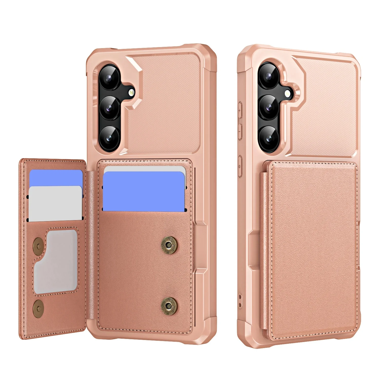 (ouro Rosa, Galaxy A05s) Capa Carteira De Couro Genuíno Para Cartões Samsung