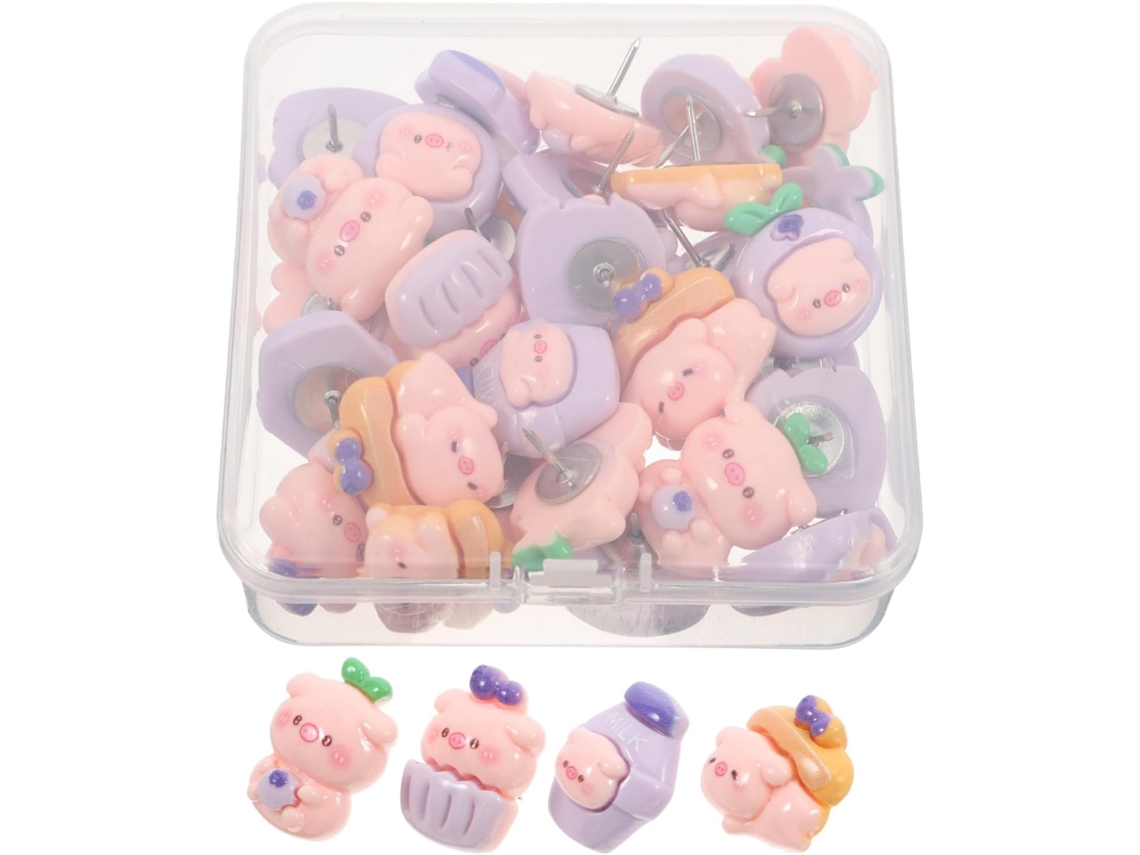 Conjunto de Tachinhas Decorativas Para Quadros Cortiça, 30 Peças, Plástico e Ferro, Design Adorável De Animais Para