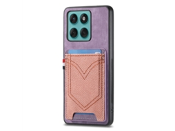 Capa Para Moto Edge 60fusion ,ultrafina Em Couro Pu Com Porta-cartão Roxo Panoona