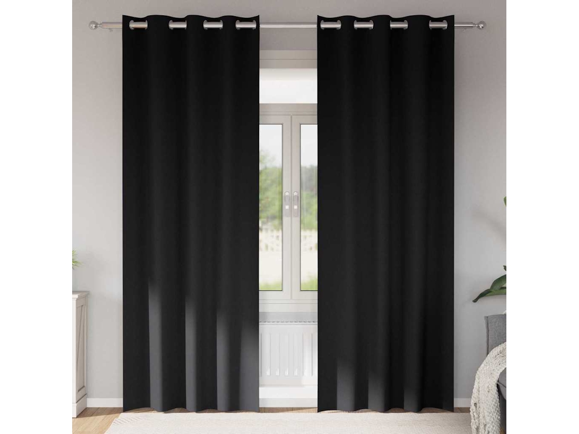 Vidaxl Cortinas Blackout Com Argolas 2 Unid. Preto 245 X 140 Cm