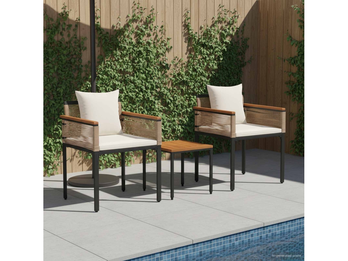 Vidaxl Conjunto De Móveis Para Exterior Bege E Branco Creme Vime Pe