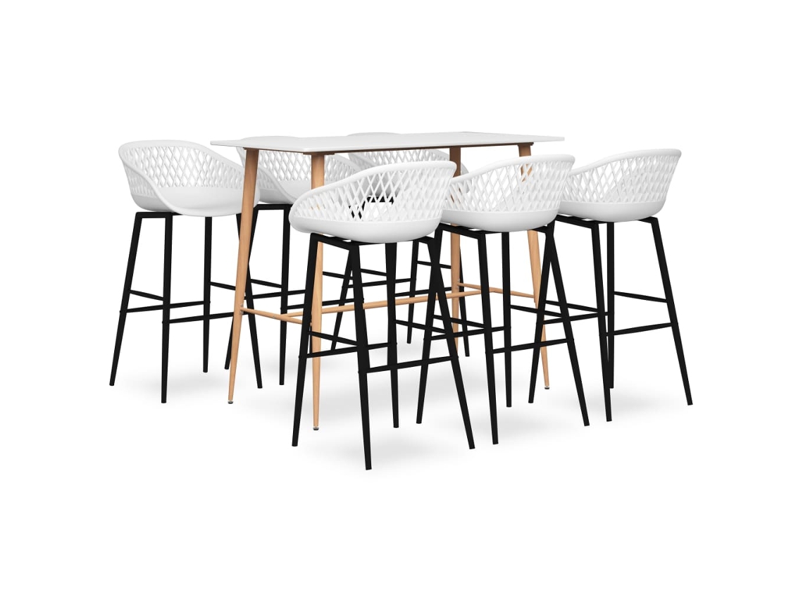 Vidaxl 7 Pcs Conjunto De Bar Branco