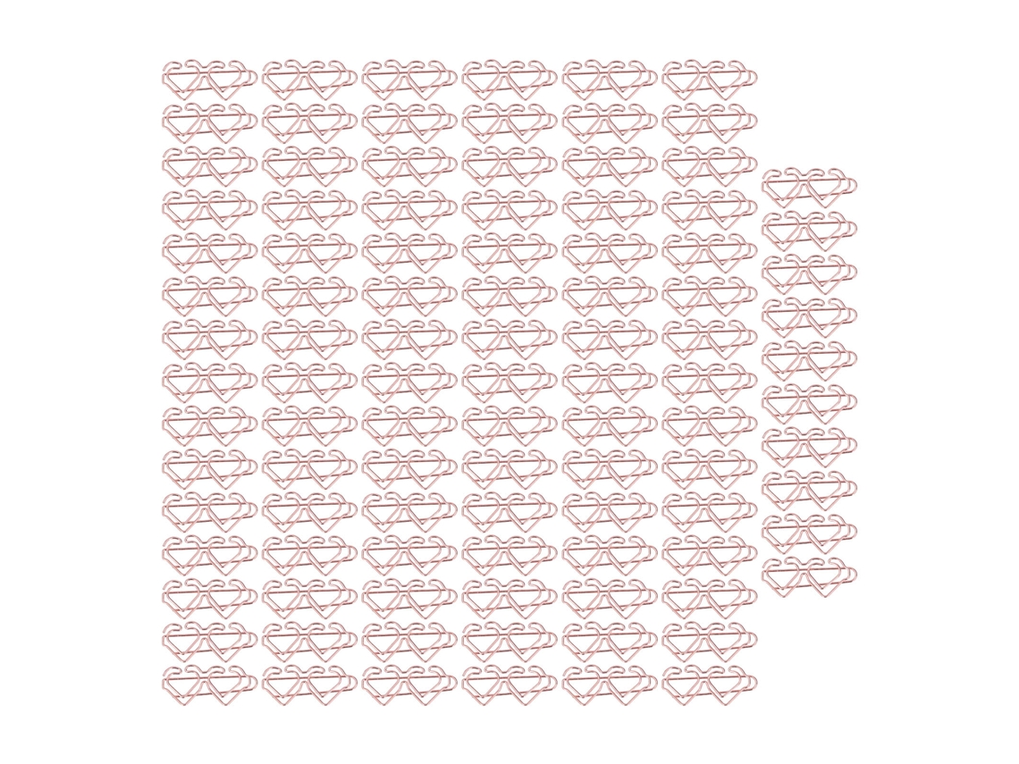 100 Clipes de Papel Duplos em Formato de Coração, Clipes Fofos com Acabamento em Ouro Rosa para Escritório e Laptops