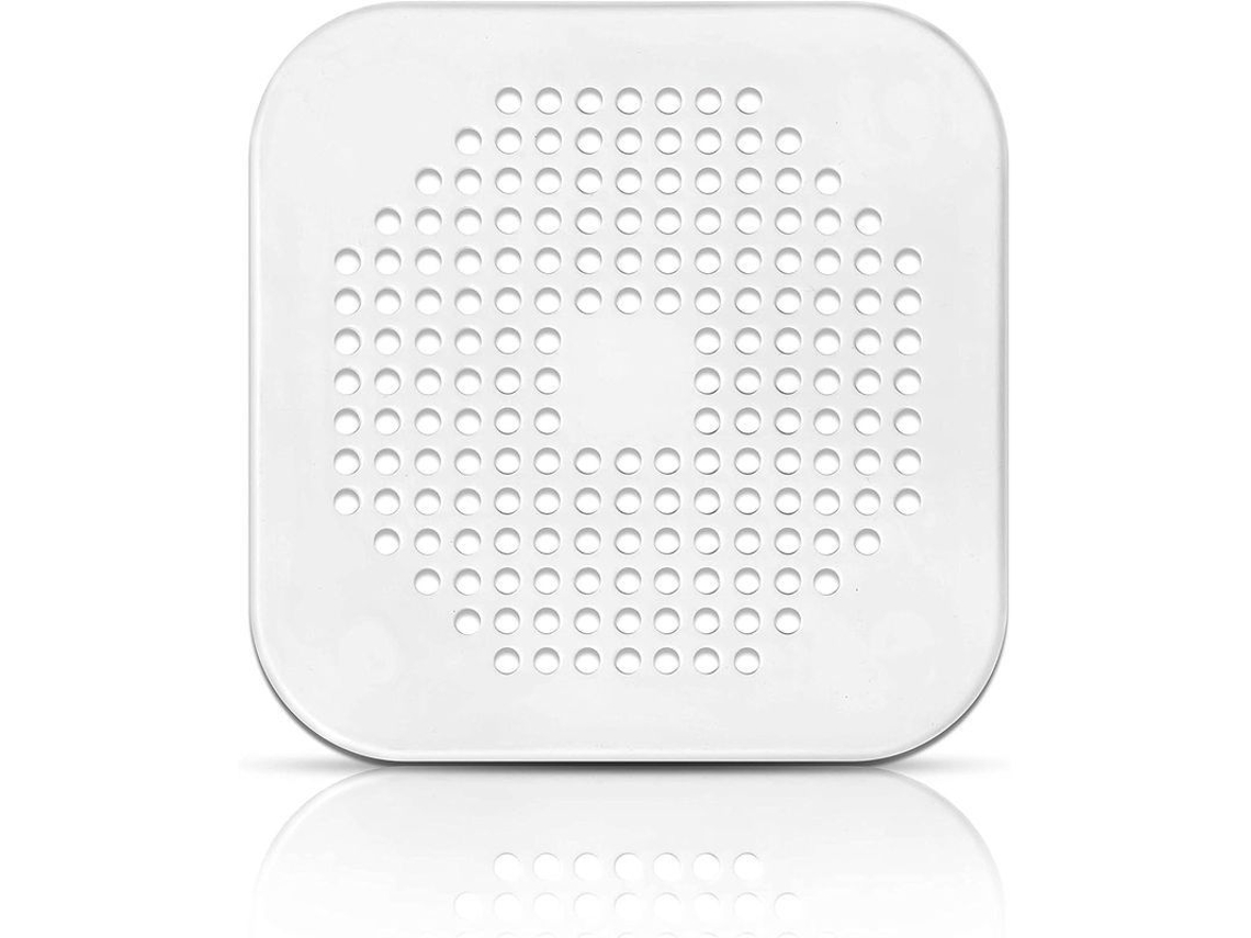Filtro De Pelo Para Ducha E Lavabo De Silicone Branco 14x14cm 2un-captador De Pelo Resistente
