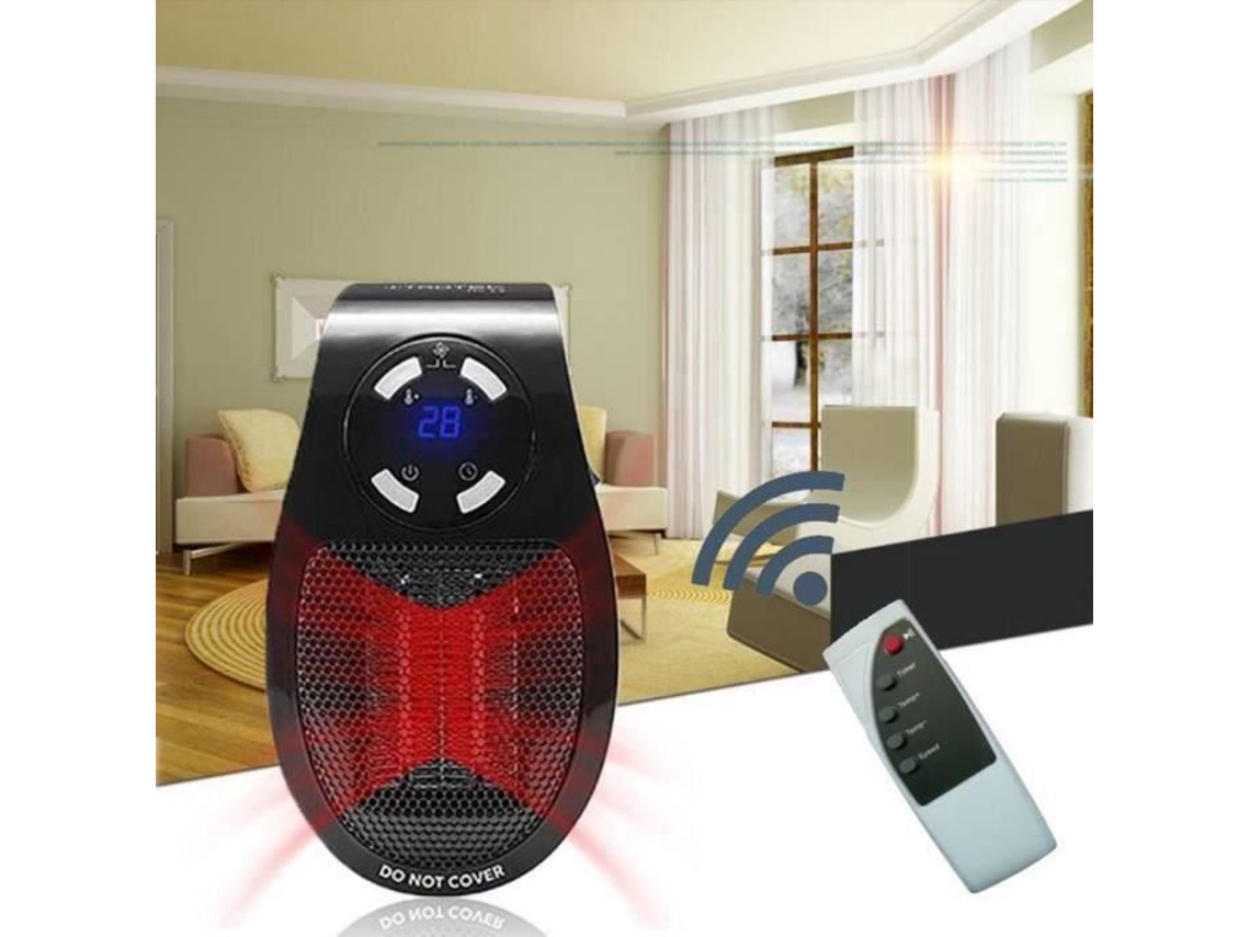 Aquecedor com Ventilador Compacto - Da33839 - Preto - 500W - Eficiente e Rápido - Temporizador ajustável S/MARCA