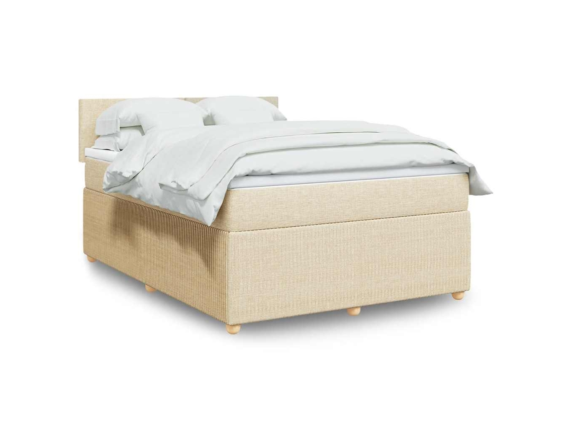 Vidaxl Cama Com Molas/colchão 140x200 Cm Tecido Cor Creme