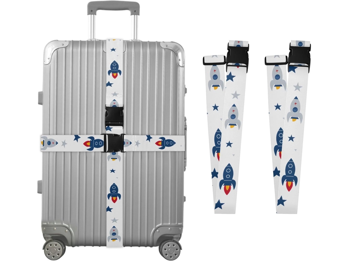 Conjunto De 2 Cintas Bagagem Personalizadas Rockets Star Para Malas Com Fivelas Ajuste