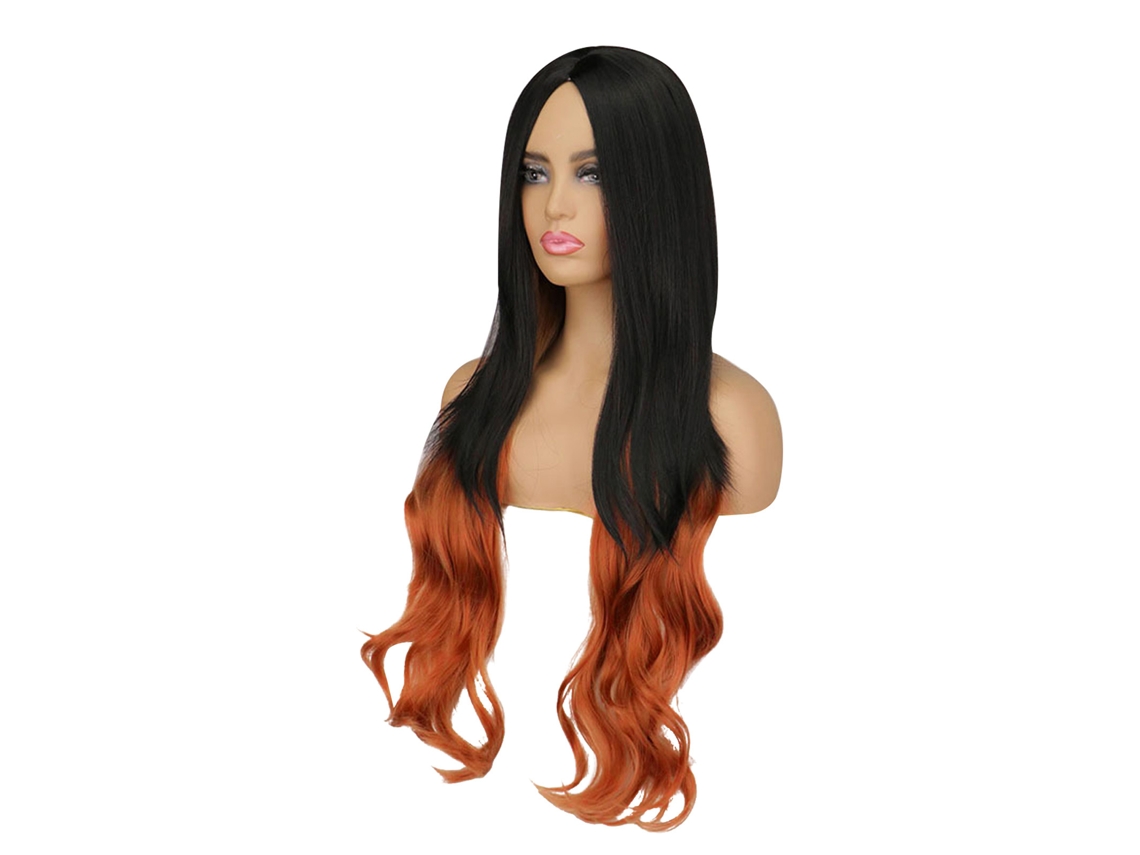 Peluca Larga Y Rizada Naranja Para Mujer Para Fiesta De Cosplay