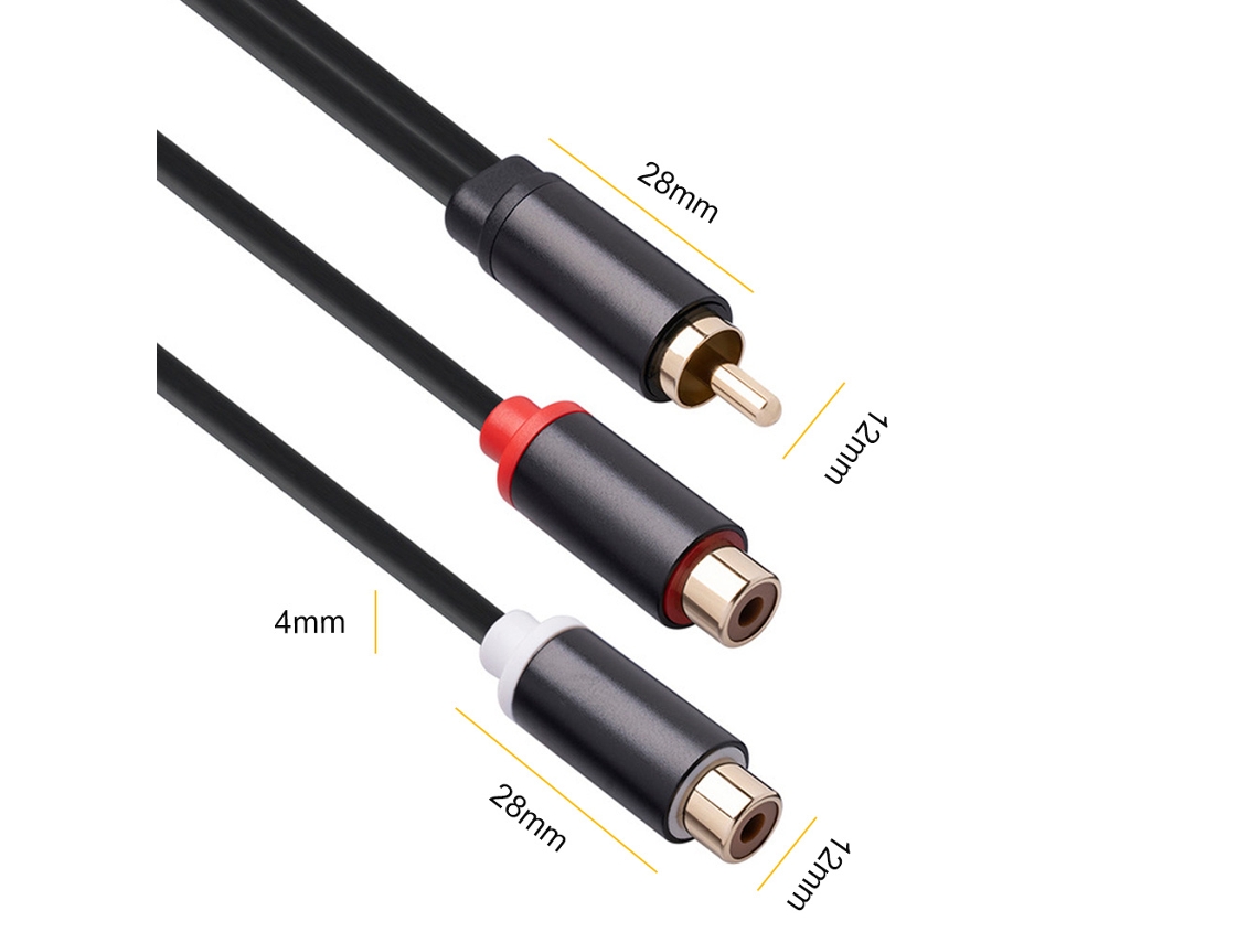 Cable Adaptador Rca En Y, 1 Macho a 2 Hembras, Audio Estéreo, Chapado En Oro, 0,3 M