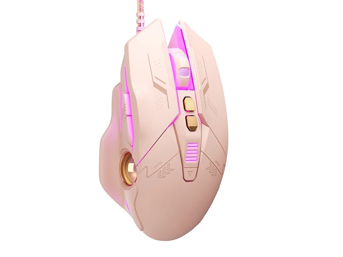 Rato Yizhood W8 Computador Com Fio Laptop Silencioso Bonito Desktop Office Rosa