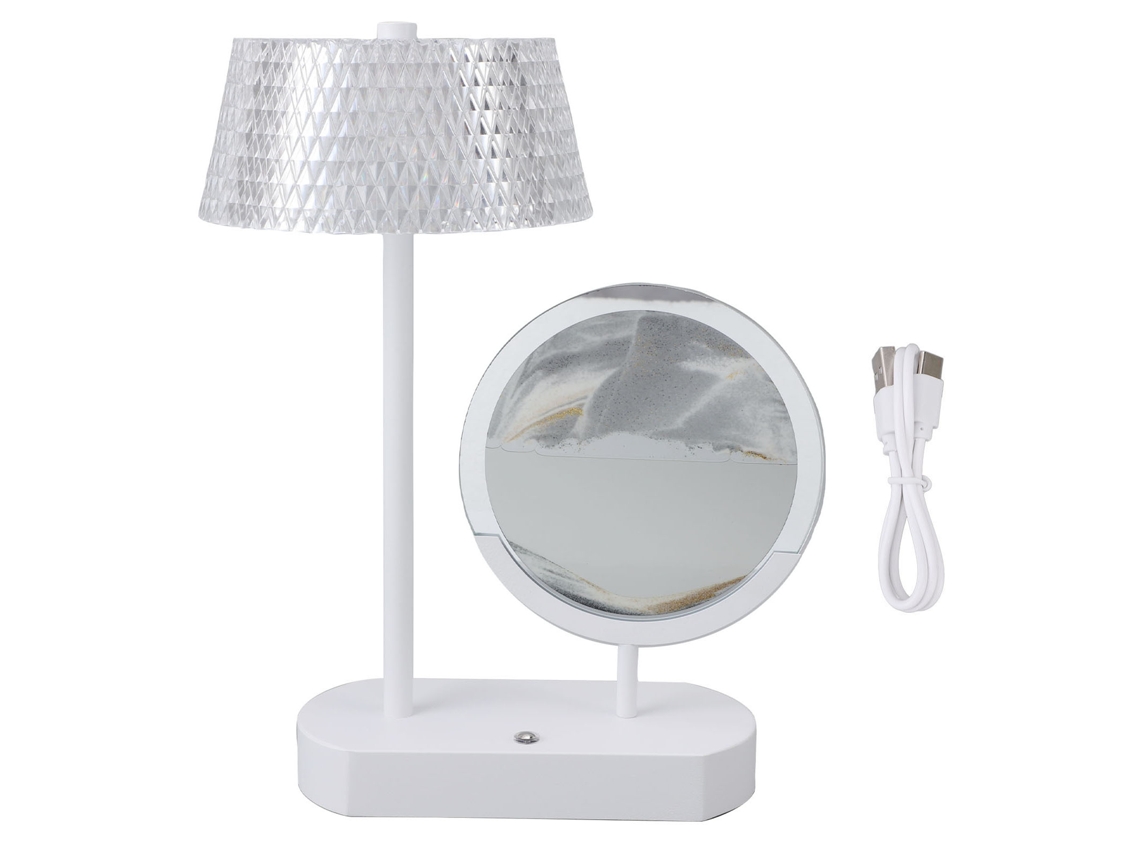 Lâmpada de Mesa com areia móvel, cristal, controle por toque, 3 modos, dimmer contínuo, USB S/MARCA