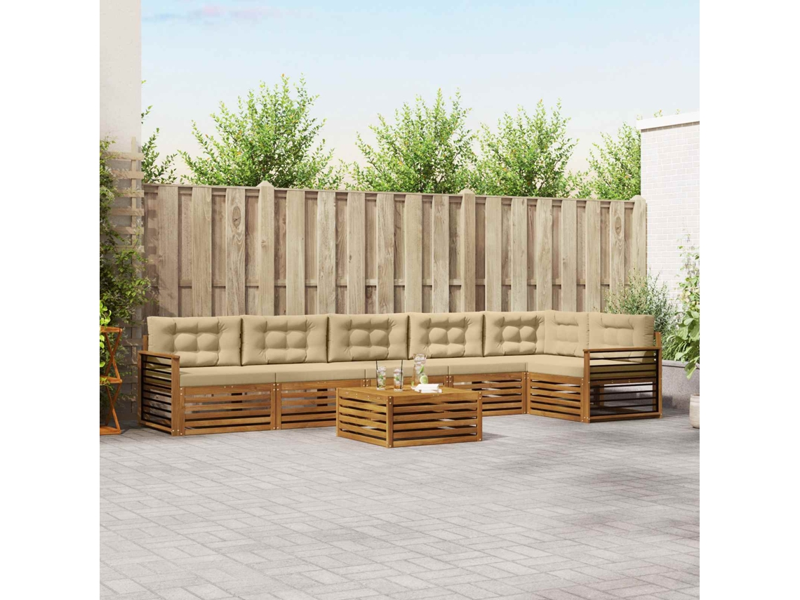 Vidaxl Conjunto De Sofás Para Exterior 7 Unid. Natural E Bege