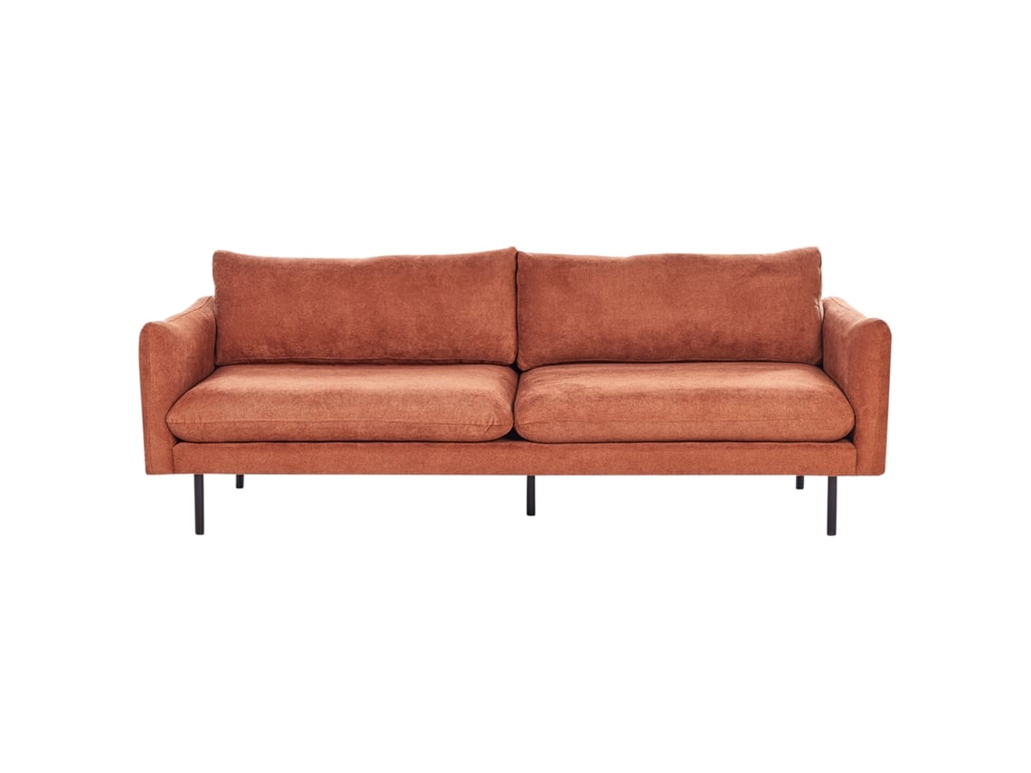 Sofá de 3 Lugares BELIANI Vinterbro de Chenille Castanho Dourado 220x84x86