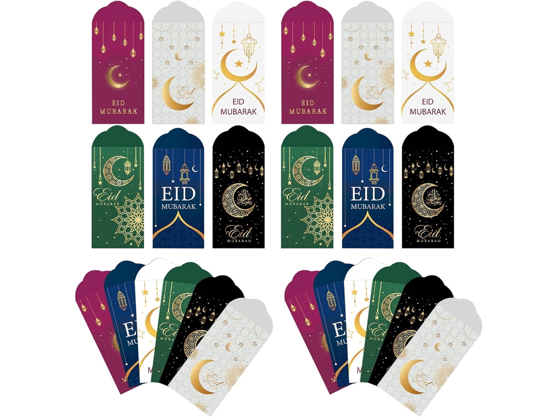 Conjunto De 36 Envelopes Eid Mubarak Em Papel Resistente, Tamanho Compacto