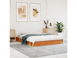 Vidaxl Cama Sem Colchão 120x190 Cm Madeira Pinho Maciça Castanho-mel