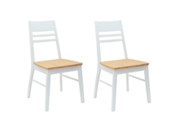 Conjunto 2 Cadeira De Jantar Vidaxl Branco Madeira De Seringueira Maciça (43 X 54 X 89 Cm)