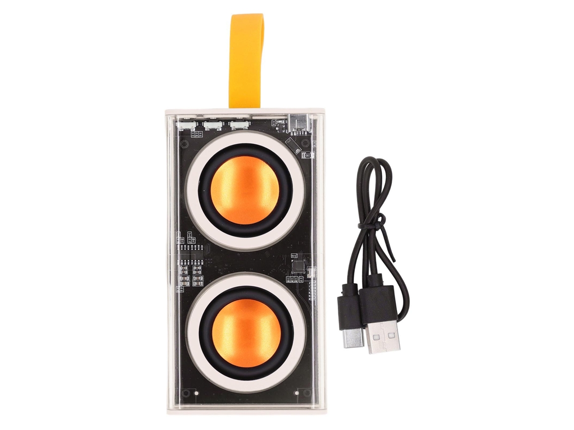 Alto falante Bluetooth5.0 Portátil Mini Transparente Luz Led Bege