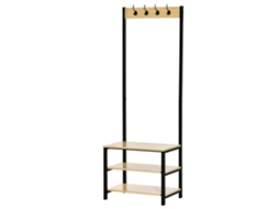 Cabide Suporte De Metal Estande 3 Prateleiras 8 Ganchos Para Sapatos Roupas Para Entrada Do Corredor 60x40x175 Cm