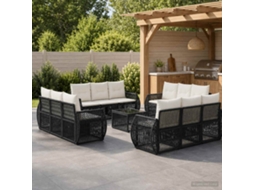Vidaxl Conjunto De Sofá De Jardim 13 Unid. Preto E Branco Creme