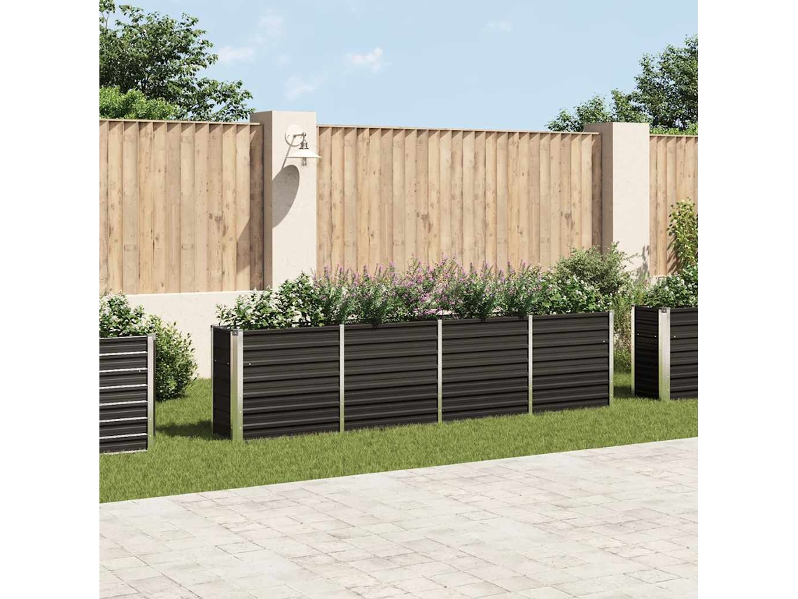 Canteiro Jardim Elevado 320x40x77 Cm Aço Galvanizado Antracite