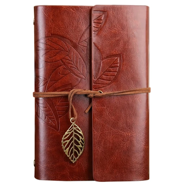 Diário/ Caderno 18 Cm, Couro Retrô, Marrom BRILVIBERA