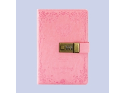 Diário com cadeado para meninas, caderno de couro com senha, diários secretos fofos, caderno Slowmoose A5 rosa