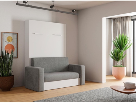 Cama embutida VACIALA VENTE-UNIQUE Cinzento, Branco 140x200 cm - Sem colchão - Com sommier