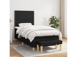 Cama Com Molas/colchão 80x200 Cm Tecido Preto