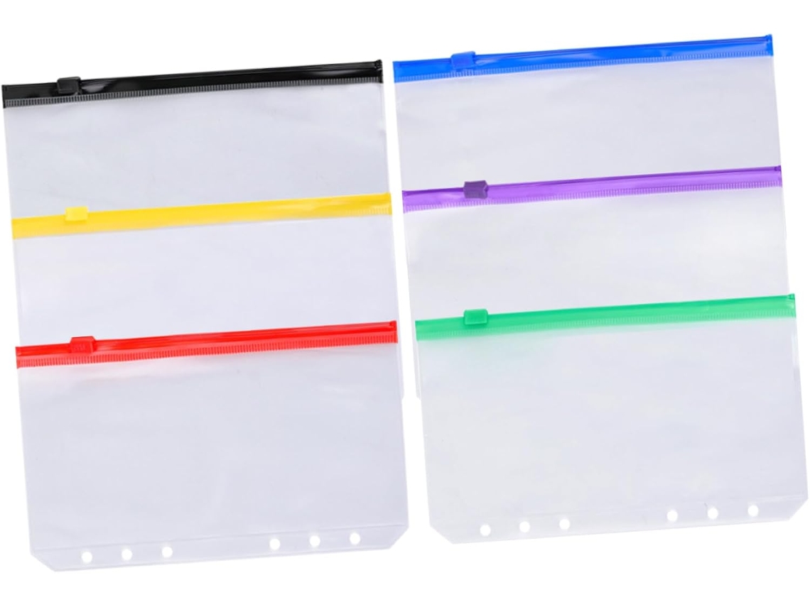 Pastas Organizadoras A6 Com Zíper, Conjunto De 6 Unidades Em Cores Sortidas, Feitas De Plástico Pvc Resistente, Ideais