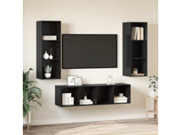 Vidaxl Conjunto De Móvel De Tv 3 Pcs Carvalho Preto Madeira Processada
