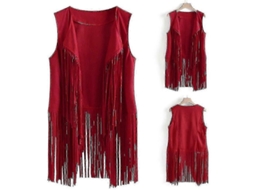 Colete jeans para mulher, estilo anos 20, com tassel, sem mangas, retrô, hippie