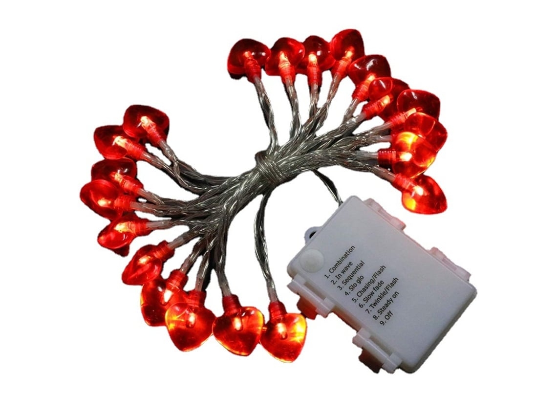 Cordão de Luzes em Forma de Coração 9,8 Polegadas, Equipado com 20 Alimentadas por Bateria, Ergonômico, Uso Diário STELASPLEN