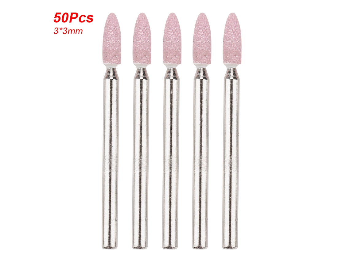 50 Peças De Cabeças De Esmerilagem Cerâmica Em Forma De Bala Para Ferramenta Rotatória (3*3mm)