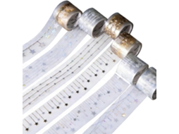 Conjunto De 6 Rolos Fita Pet Com Estrelas, 78, 7 Polegadas De Comprimento, Design Transparente Com Glitter Perolado