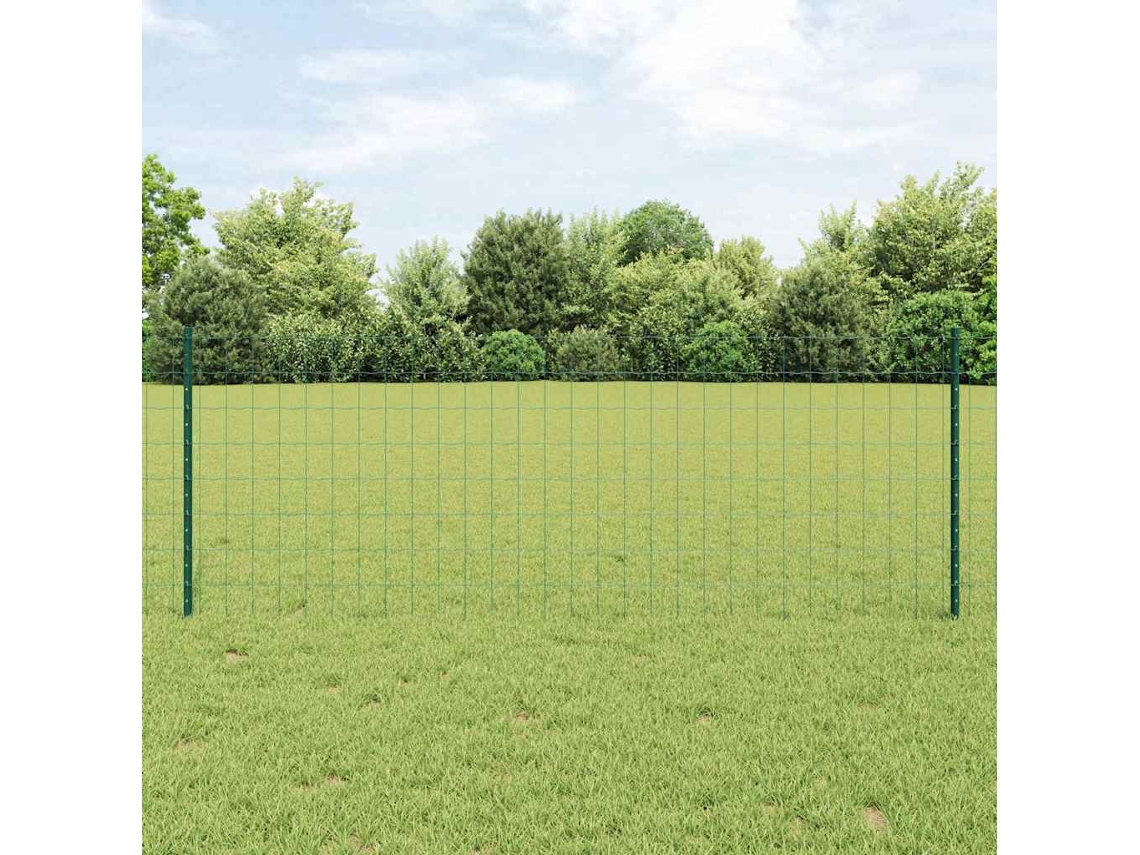 Vidaxl Cerca Euro Com Poste 25 X 0,8 M Aço Revestido De Pvc Verde