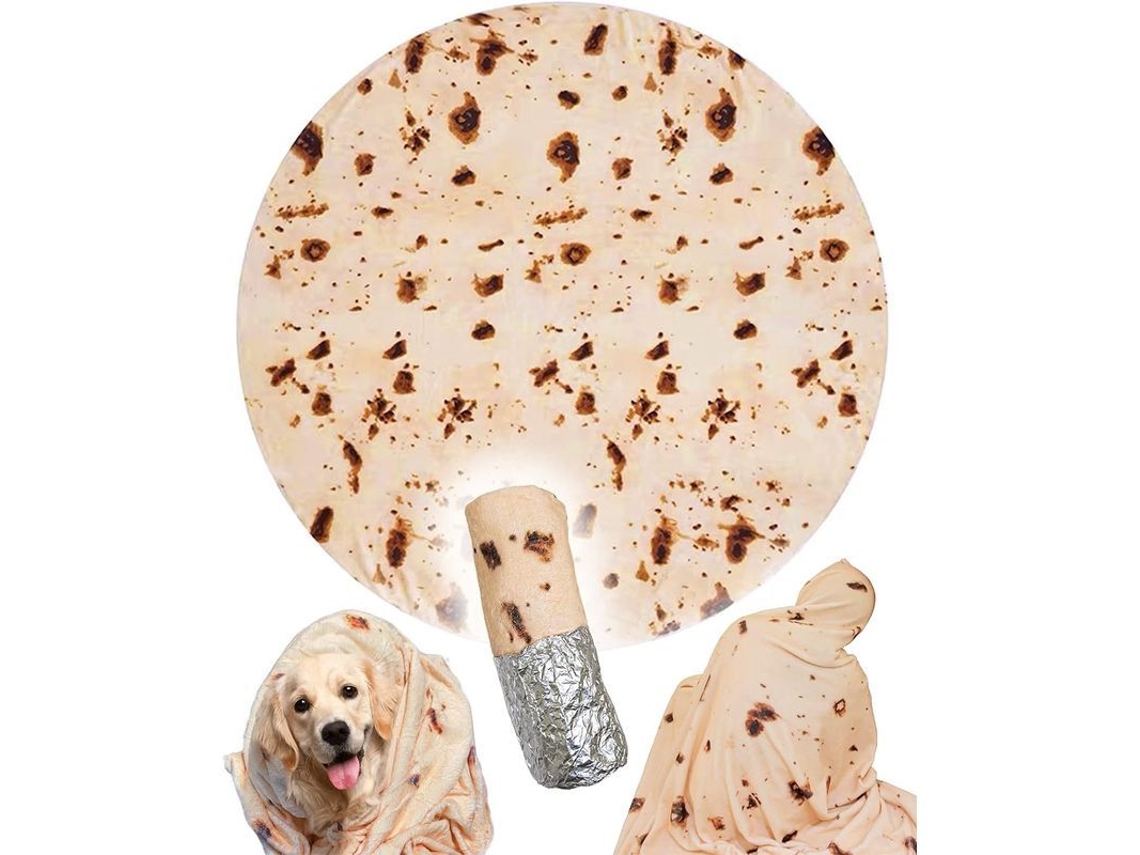 Manta gigante em formato de tortilla para adultos, 1,80 m, feita de lã coral macia, um presente exclusivo para aquecer e decorar.