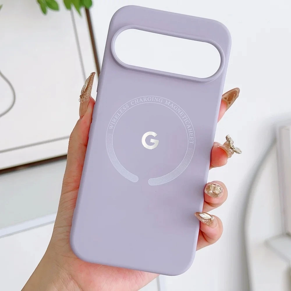 (roxo Claro, Google Pixel 8a) Capa De Celular Em Silicone Líquido, Macia Ao Toque, Compatível Com Carregamento Sem Fio Magnético.