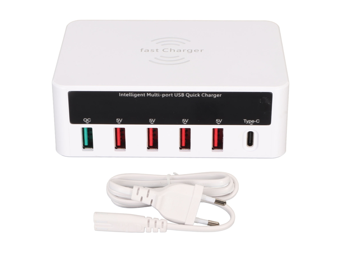 Aetheria estação de Carregamento Rápido Usb Sem Fio 6 Portas 50w Qc3.0 Pd 100 240v Plugue Eu