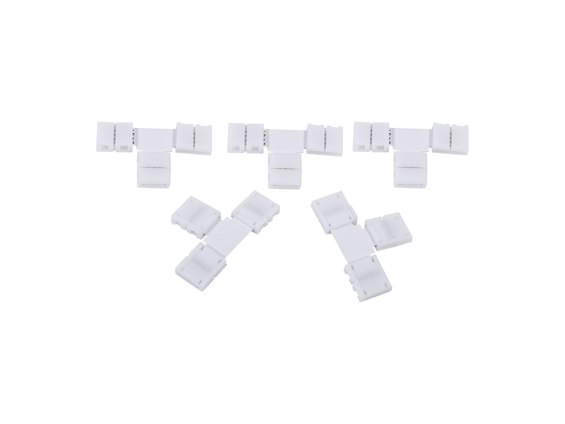 2026 5 Peças Conectores Clip Sem Solda 4 Pinos T para Fita Led Rgb 5050 de 10mm