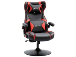 Cadeira De Gaming, Cadeira Gamer, Altifalantes Integrados, Encosto Reclinável, Preto+vermelho, 69 X 73 X 118cm
