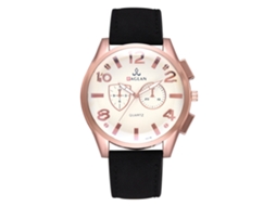 Relógio Masculino de Pulso Clássico Digital de Quartzo com Pulseira de Couro Pu Preto