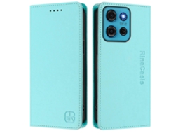 Capa De Couro Para Motorola Moto G75 5g Rinacasis Rc01 Com Suporte Tipo Carteira E Bloqueio Rfid, Verde Menta