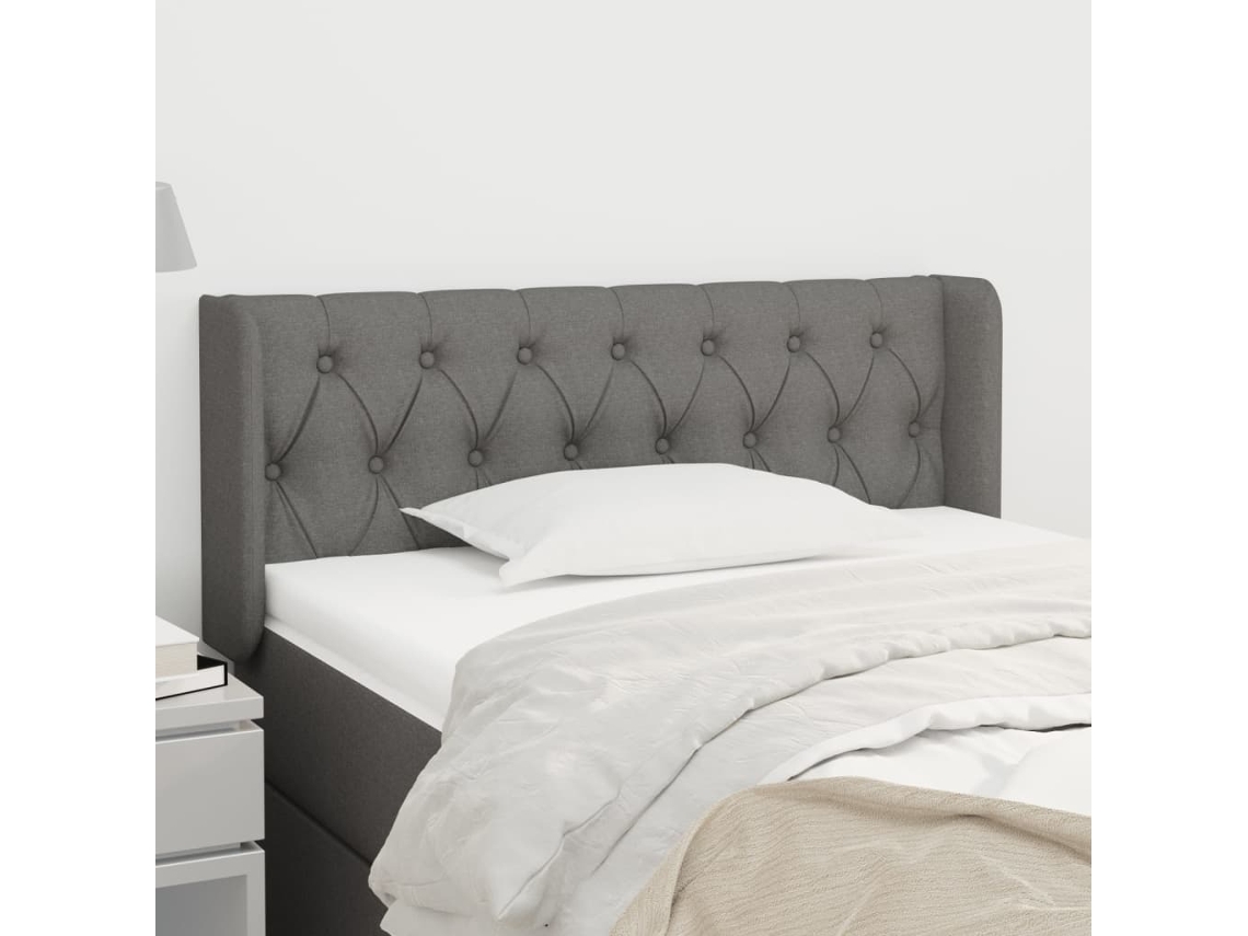 Vidaxl Cabeceira De Cama C/ Abas Tecido 103x16x78/88cm Cinzento-escuro