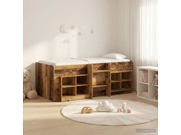 Vidaxl Cama Loft Com Armário Com Prateleira 3 Unid. Madeira Antiga