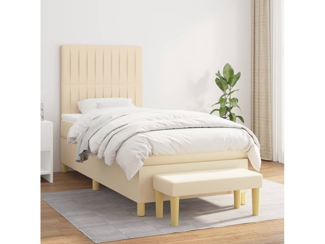 Vidaxl Cama Com Molas/colchão 80x200 Cm Tecido Cor Crème