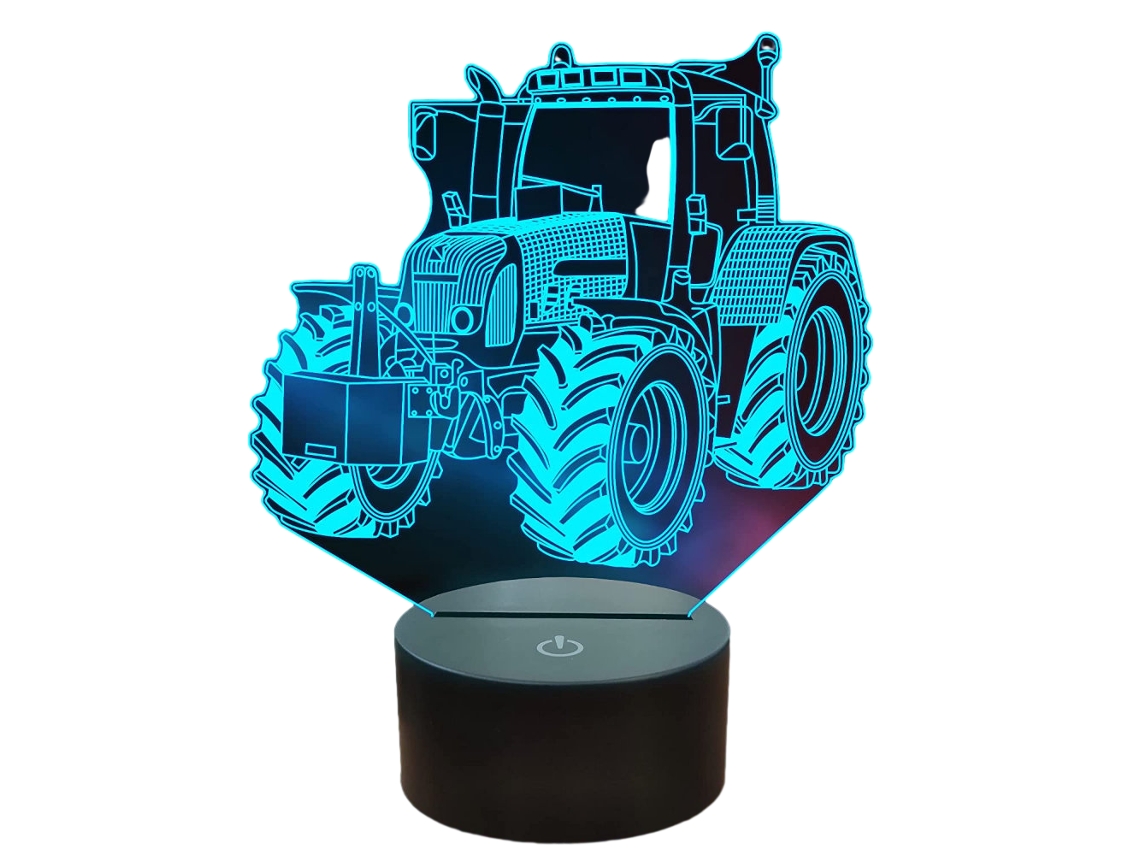 Luminária De Mesa Em Formato De Trator Com Ilusão 3d, Controle Remoto, Mudança De Cor E 16 Cores.