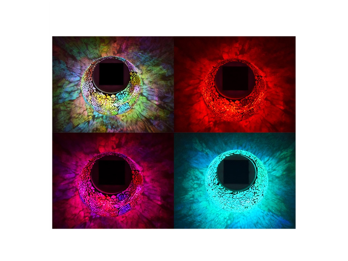 Lâmpada Solar Mosaico Bola IP65 Mudança de Cor
