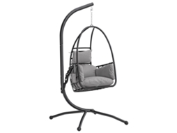 Cadeira Suspensa Ovo Cinzento Escuro com cesto dobrável, apoio cabeça, almofada, bolso lateral, 120 kg | S/MARCA