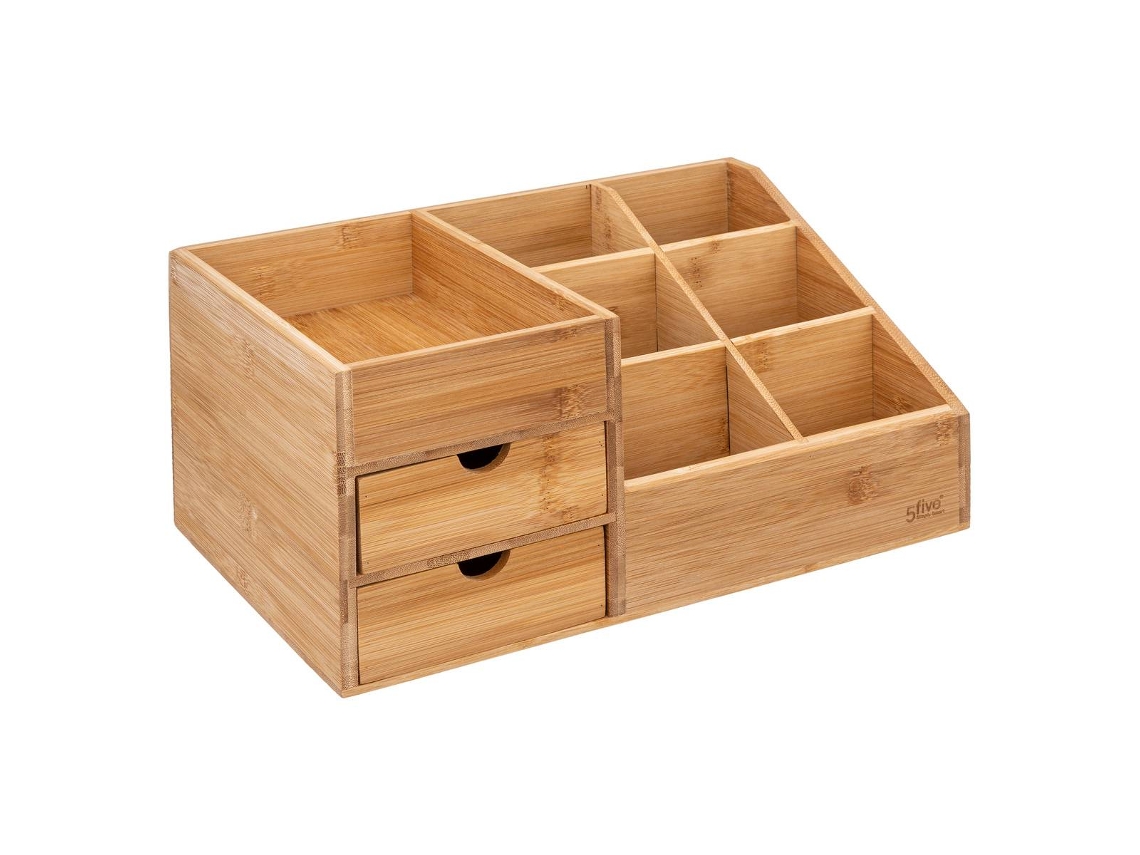 Organizador de Bambú de 2 Cajones Y 6 Compartimentos 5 FIVE SIMPLY SMART